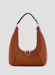 GUESS Women's Brown Calista Top Zip Shoulder Bag