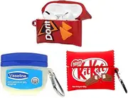 (3Pack) Case for Airpods Pro, XMBYGY Silicone Airpods Pro Case Protective Cover with Cute Funny Skin Design, with Keychain (Vaseline+Kitkat+Doritos)