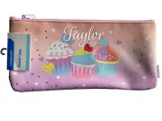New Personalised Cupcakes Print Zip Medium Single Zip Pencil Case 15.5 x 33cm