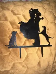 Engagement cake topper with pets Wedding Lab Dogs Puppy New Bride Groom Cupcake