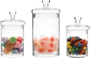 MyGift 6 Piece Clear Glass Apothecary Jar Set with Lid -