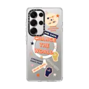 Galaxy S25 Ultra Clear Magnetic Case Change the World Stickers