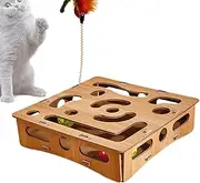 Puzzles for Cats - Kitten Balls Stimulation Mental Box | Interactive Wooden Puzzle Play Maze Box for Indoor Cats Enrichment Boredom Relief