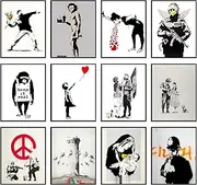 [BigWig Prints] Banksy Wall Art - Banksy Art, Graffiti Artwork, Wall Art Banksy, Banksey Painting, Bansky Modern Art, Banksy Prints, Wall Art Hip, Girl with Balloon Painting - 12 Pack (8x10”) Unframed