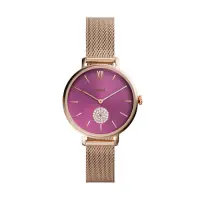 在飛比找Yahoo奇摩購物中心優惠-FOSSIL優雅紫色小秒針米蘭帶腕錶ES4843