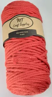 MT Craft 110 Yards 4mm, 10 LB MACRAME Cord 100% Cotton, RED