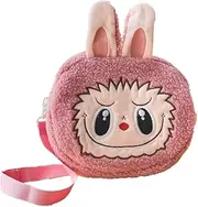 [Vodterita] Labubun Plush Crossbody HandBag Backpack, The Monsters Figure Labubun Kawaii Design with Bunny Ears, Cartoon Character bag