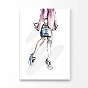 Fancy Sneakers with Blue Bag Print 100% Australian Made 100x150cm (Stretched Canvas)