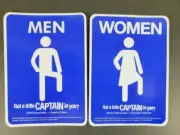 Captain Morgan Rum Men & Women Bathroom Lavatory Decals Signs Free Shipping Bar