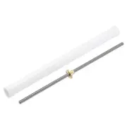 1 Pcs 350mm Lead Screw with Tr8x8 Brass Nut and Plastic Packaging Tube, Silver