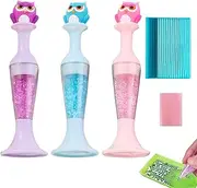 Point Drill Pen | 3X Owl Design Flower Pot Shaped Glitter Embroidery Art Pen Kits | Ergonomic Bead Paint Tools for Nail Crafts Making