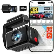 REDTIGER F4 Pro 4K Dash Cam Front and Rear, STARVIS 2 Sensor, 128GB Card Included, Built-in 5.8GHz WiFi6, 2.2inch Touch Screen Dash Camera for Cars, Voice Control, 24H Parking Mode