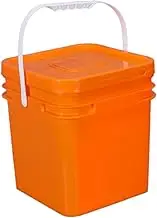 Folpus 10L Square Bucket with Handle and Lid All Purpose Pail Food Storage Container for Kitchen Gardening Paint Water Construction, Orange