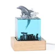 GGP Ancient Architecture Dolphin Leaping Into The Water Handcrafted Ocean Resin Whale Night Light Unique Home Decor Table Lamp