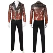 Resident Evil Remake Luis Serro Cosplay Costume Game Outfit Faux Leather Jacket