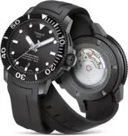 NEW TISSOT T1204073705100 SEASTAR POWERMATIC 80 BLACK CASE T120.407.37.051.00