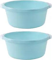 2pcs Washbasin Wash Basin Portable Vegetable Fruit Dish Tub Home Foot Basin Washing Basins Portable Dish Tub Household Simple Basin Fashion Bucket Fruit Tray with Cover