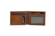 Pierre Cardin Mens Genuine Italian Soft RFID Bifold Slim Wallet - Cognac