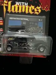 JOHNNY LIGHTNING 1929 FORD CREW CAB PICKUP BLACK WITH FLAMES STREET FREAKS.