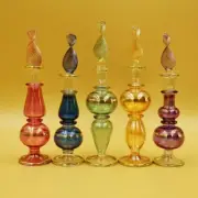 5 X-LARGE Set Egyptian Mouth Hand Blown Perfume Bottles Pyrex Glass (5.5")Inches