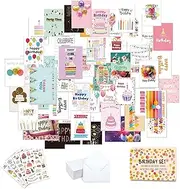 50 Pcs Birthday Cards Assortment with 50 Envelopes and 4 Stickers Blank Congratulation Card Happy Birthday Card Assortment Box for Husband Wife Mother Father Children Lover Friend(23X16CM)
