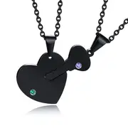 Personalised Key to my Heart Couples Necklace with Cubic Zirconia