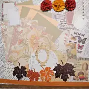 Card Making Kit "Autumn Floral" Paper & Embellishments to Make 5 Cards