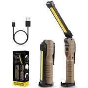 2PCS Magnetic Rechargeable COB LED RED Work Light Lamp Flashlight Folding Torch