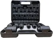 LEDON 19pcs 1/2''Drive Deep Impact Socket Tool Set Metric Garage Workshop Tools 8-36MM