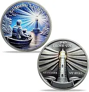 Father Love Lighthouse Challenge Coin Father is a Guiding Light Token My Father My Hero Expressing Love and Appreciation Father’s Day Gifts for Father