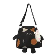 Nevenka Womens Crossbody Tote Bag Cute Cat Shape with Plush Pendant-Black
