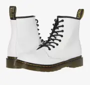 DR. MARTENS 1460 Y LACE UP ZIP BOOT Doc White Leather sz 6 US 37 EU Boots - New