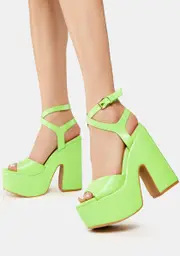 [Lemon Drop by Privileged] Neon Green Taga Platform Heels