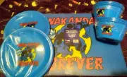 Black Panther | Party Set | Placemats x8 | Plates x8 | Bowls x8 ( BLUE ) NEW