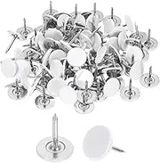 uxcell 200Pcs Push Pins, 11mmx13mm Round Flat Head Decorative Thumb Tacks Upholstery Tacks for Cork Board Office Wall Hangings, White