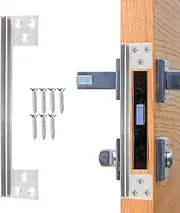 Door Latch Guard Plate, 7" L-Shaped Door Reinforcement Plate, Stainless Steels Outswing Door Security Latch Protector, Door Lock Cover to Block Access to Door Lock Deadbolt (1 pcs)