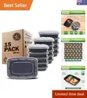 Bento Box Meal Prep Containers [15-Pack] - Portion Control Food Storage Solution