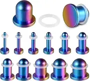 [CHUANCI] PAIR G23 Solid Titanium Cylinder Stretching Kit Blue Rainbow Color Ear Taper Gauges Expander Stretcher Ear Taper Body Piercing Jewelry 1.6mm-10mm