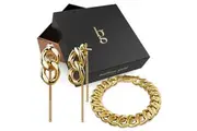 Boxed Gilded Chain Earrings and Bracelet Set