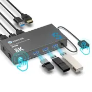 USB 3.0 HDMI KVM Switch 1 Monitor 2 Computers, 8K@60Hz KVM Switches for 2 Com...
