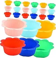 MAGICLULU 24Pcs Food Grade Silicone Muffin Liners Nonstick Baking Cups for Easy Release for Cupcakes and Muffins Dishwasher Safe for Baking Lovers