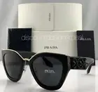 Prada Cateye Sunglasses SPR 10T 1AB-5S0 Black Gold Frame Gray Lens Ornate NEW