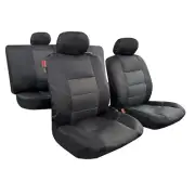 Canvas Seat Covers For MITSUBISHI TRITON ML MN DUAL CAB 2006-2022 Black Jacquard