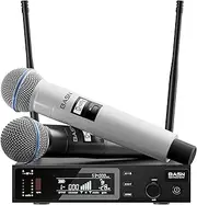 BASN Professional UHF Dual-Channel Wireless Microphone System, Metal Handheld Dynamic Mics Kit for Musicians, Church & Event Leaders, Streamers, TikTok Creators