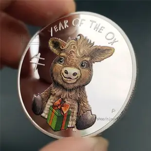澳大利亞紀念幣 虎年幣牛年豬年動物彩色鍍銀幣生肖硬幣