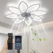 White LED Ceiling Fan Light With Smart APP Remote Control Adjustable Wind Speed