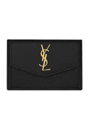 Saint Laurent Uptown Card Case in Grain de Poudre Embossed Leather