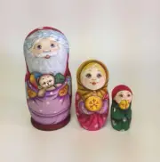 Matryoshka Russian Wooden Nesting Dolls - 3 Pieces Unique Coloring Set #6