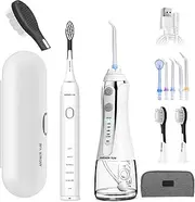Oral Irrigator Test Winner 2022 with Electric Toothbrush, 39000 VPN Sonic Toothbrush, Ideal for Oral Orthesis, IPX7 Electric Toothbrush with Oral Irrigator