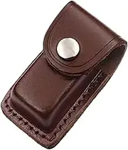 Pocket Knife Sheath, Folding Knife Holder EDC Knife Case,Portable Leather Knife Sheath Holster Belt Pouch with Snap Closure and Belt Loop for Outdoor Climbing Camping Cycling Hiking,Brown